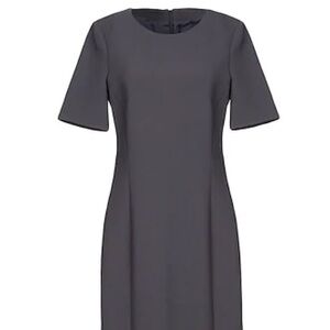 Peserico Textured Charcoal Gray Black Short Sleeve Zip Back Mini Dress Size S